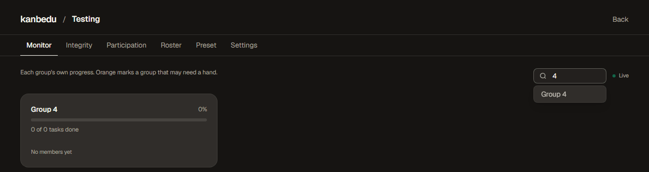 Searching "4" in Monitor suggests Group 4